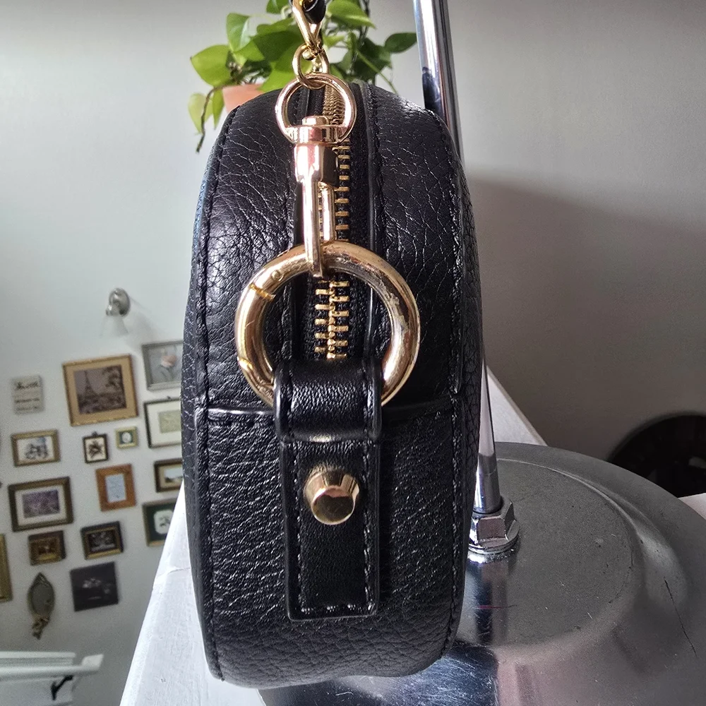 Michael Kors Black Pebbled Leather Camera Style Crossbody Bag